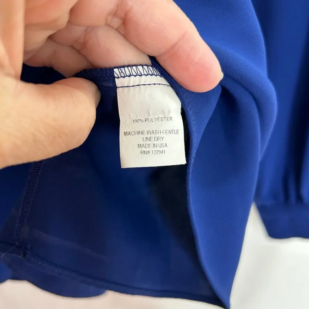 Amanda Uprichard royal blue blouse long sleeve old money classic